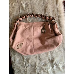 Betsey Johnson Designer Light Pink Leather Medium Shoulder Hobo Handbag Purse